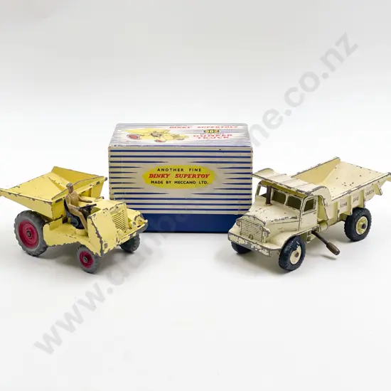 Dinky Boxed Super Toys 962 Muir-Hill Dumper Truck and Unboxed 965 Dump Truck playworn