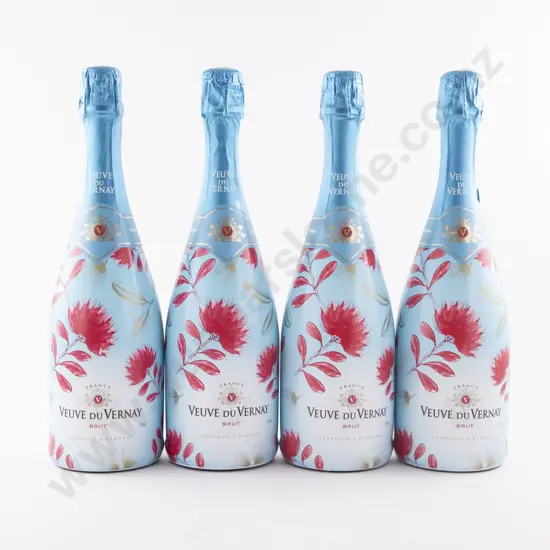 4 Bottles French Champagne Veuve du Vernay BRUT Special Limited Release Commemorative Bottling with NZ Christmas Tree