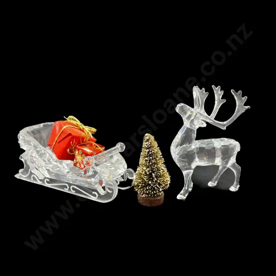C1996 Boxed Swarovski Crystal "Exquisite Accents" Sleigh & Reindeer