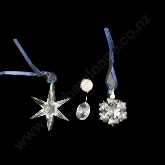 Three Boxed Swarovski Crystal Christmas Ornaments
