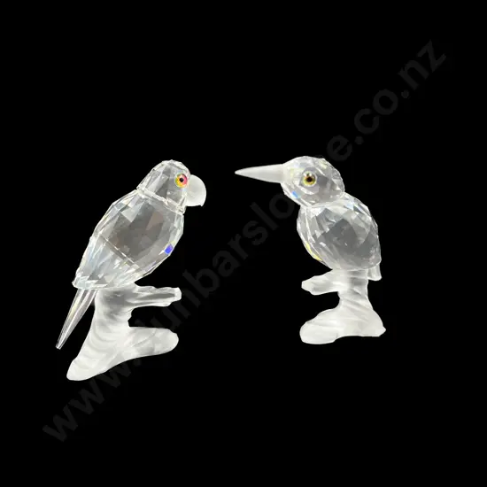 Two Boxed Swarovski Crystal Parrot & Kingfisher