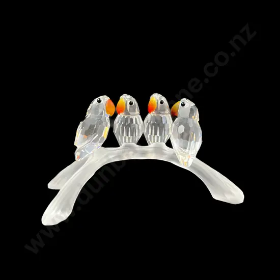 C1996 Boxed Swarovski Crystal "Feathered Beauties" Baby Lovebirds