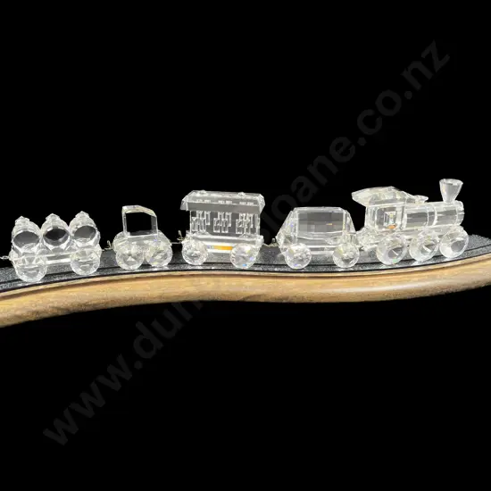 Five Boxed Swarovski Crystal Train Carriages Incl Traintrack
