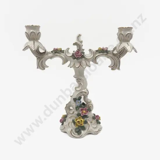 Dresden Porcelain Two Arm Candelabra