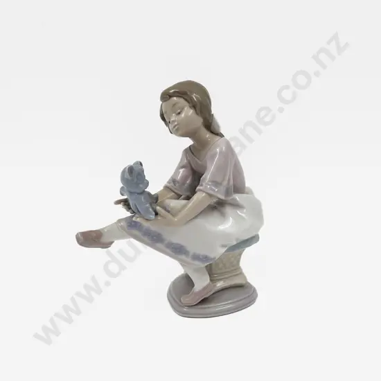 Lladro Figure of Young Girl with Teddy Bear