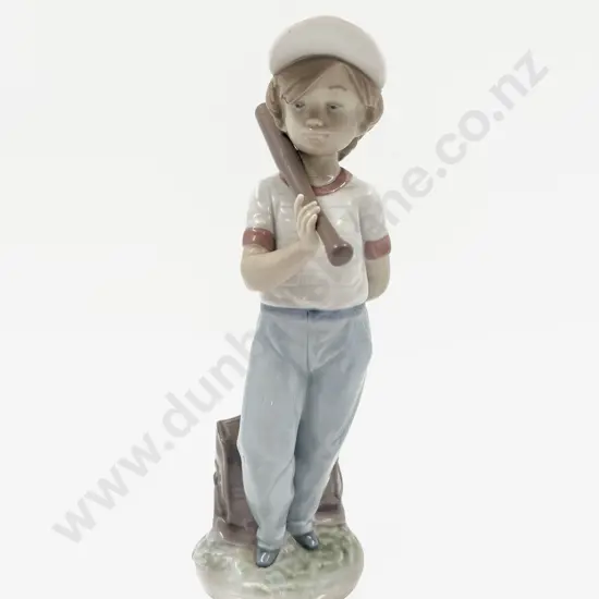 Lladro Figure of a Young Boy with Baseball Bat