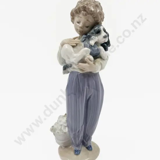 Lladro Figure of a Young Boy with Puppy