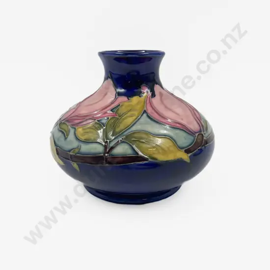 Moorcroft Magnolia Pattern Squat Circular Vase