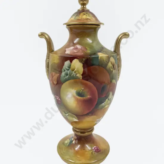 Caverswall Hand Painted Urn & Cover Signed R Shufflebotham