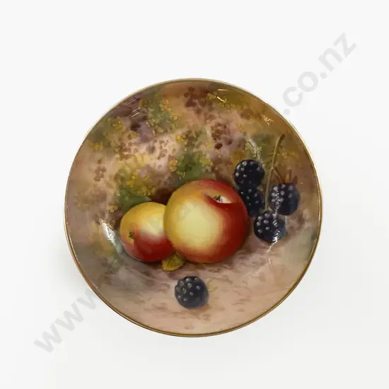 Royal Worcester Miniature Dish Painted Fruit Signed Roberts