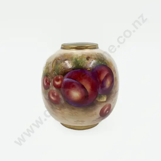 Royal Worcester Posy Vase Painted Fruit Signed Roberts
