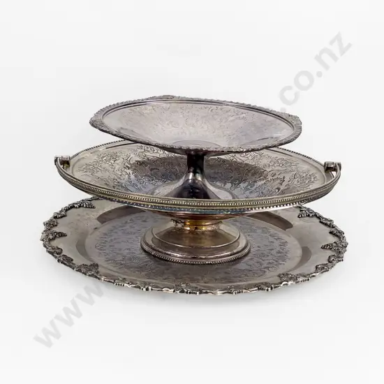 S/Plate Circular Tray Cake Basket & Comport