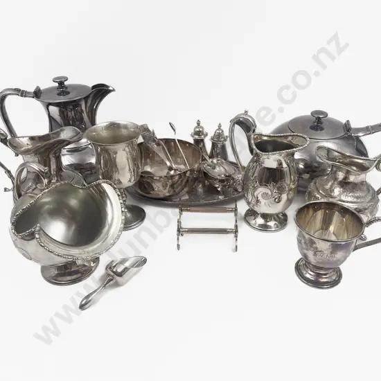 Selection Assorted Silver Plate with 3pce condiment set and knife rests