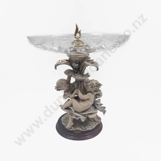 Italian Figured Table Centrepiece with Cut Glass Comport Tray