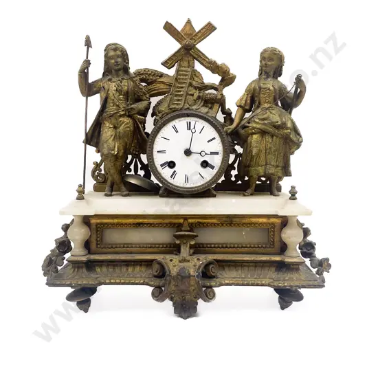 Figural and Ormolu Decorated Mantle Clock