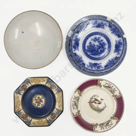 Pottery Pedastal Bowl and Assorted China