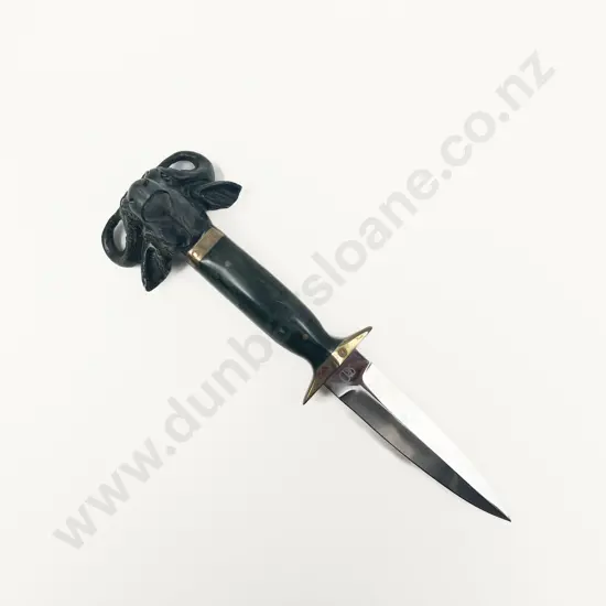 Verdite Handled Goat Figure Dagger