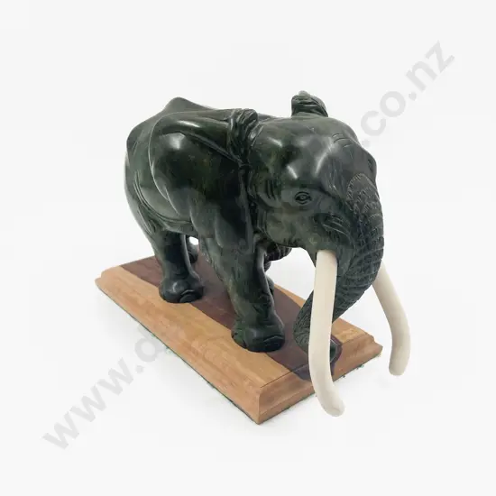 Verdite Elephant Figure by David Ngoasheng