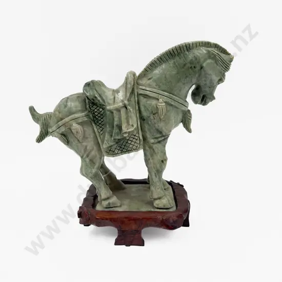 Serpentine Stone Carved Tang Style Horse Figure