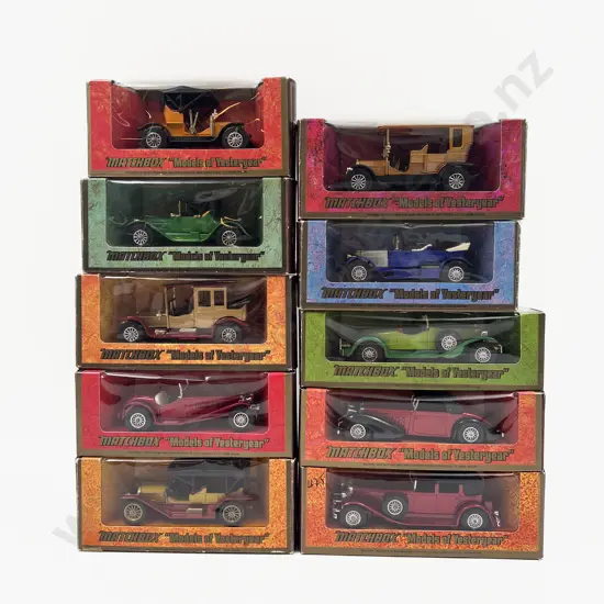 Ten Woodgrain Boxed Models of Yesteryear