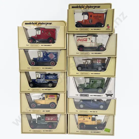 Eleven Yellow Boxed Models of Yesteryear