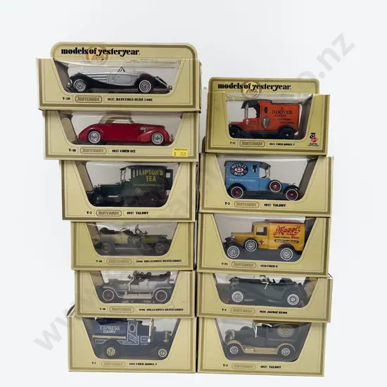 Eleven Yellow Boxed Models of Yesteryear