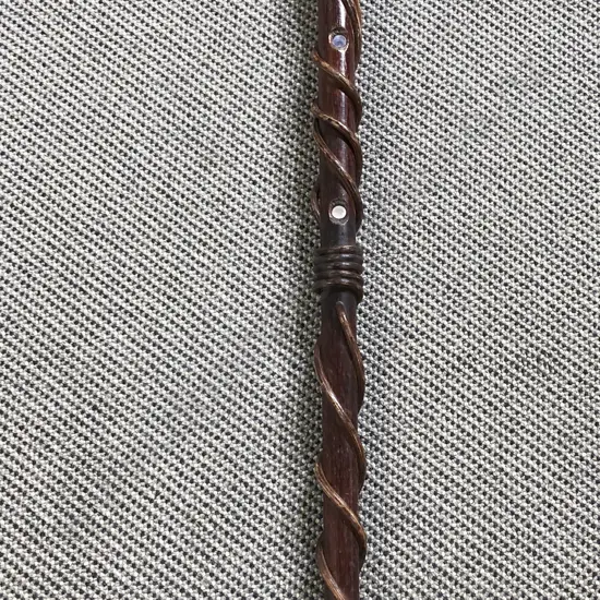 Fruitwood Rattan Paua Walking Stick