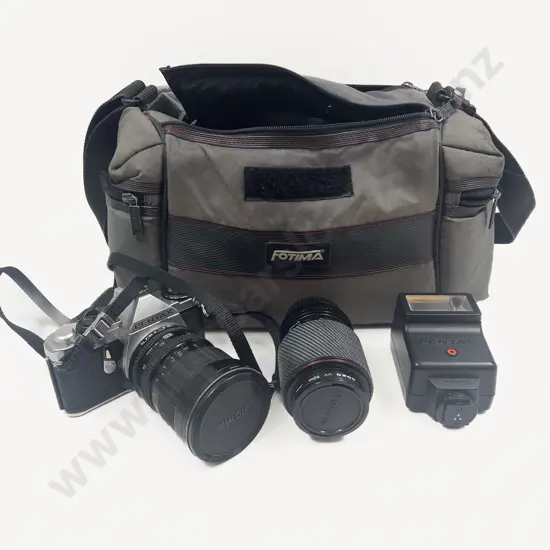 Vintage Pentax Camera and Assorted Accessories in Travel Pack