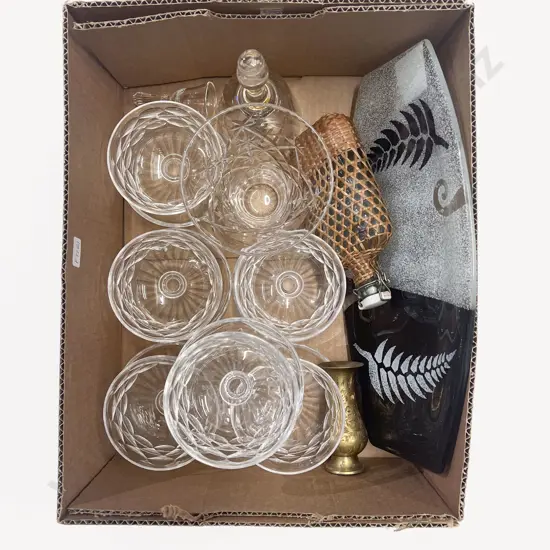 Box of Assorted Crystal & Glassware etc