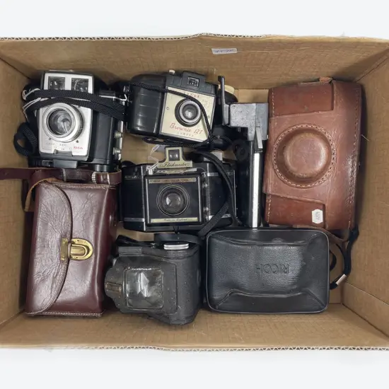 Box of Assorted Vintage Cameras
