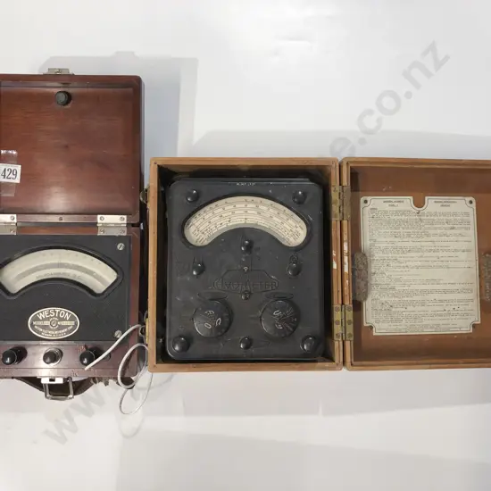 Two Vintage Amp Meters in Cases