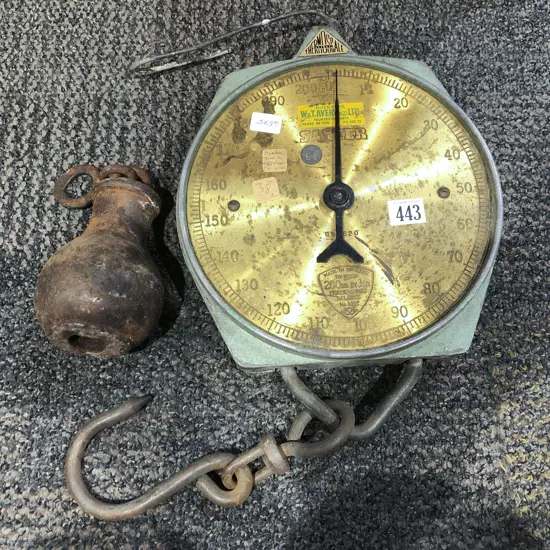 Vintage Salter Spring Balance Scale together with Weight