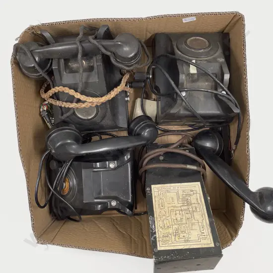 Box of Assorted Vintage Telephones