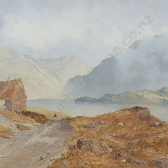 C19th Highland Loch Watercolour With Tenant Farmers Cottage
