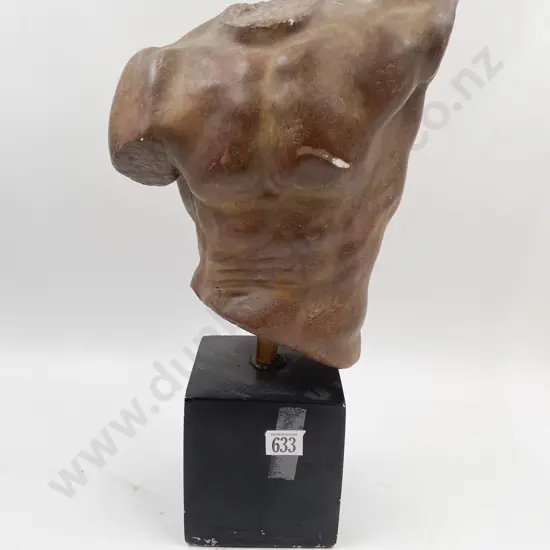 Classical Style Torso Sculpture on Stand - Indistinctly Signed