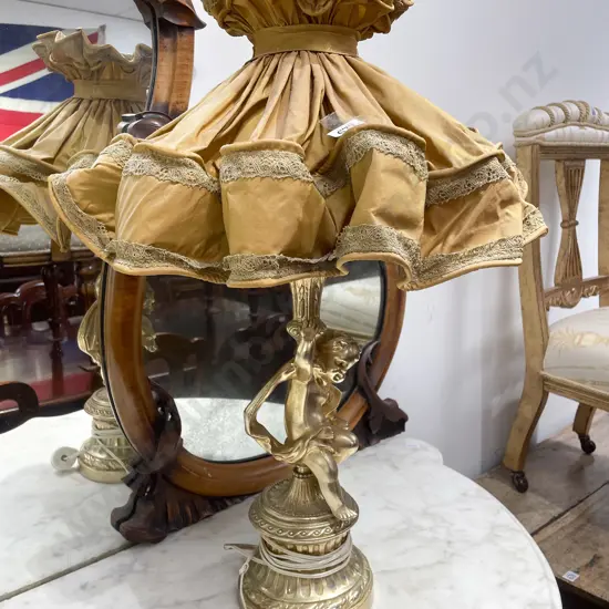 Cherub Form Decorative Gilt Lamp