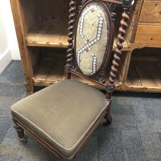 Victorian Slipper Chair Barley Twist Supports