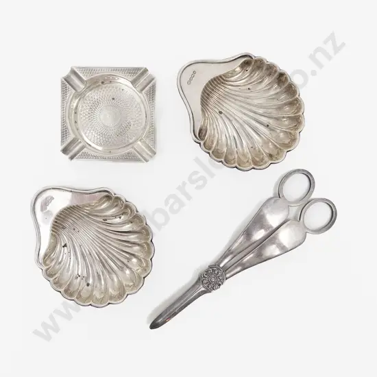 S/S Ashtray & Coin Dish together with S/Plate Grape Scissors