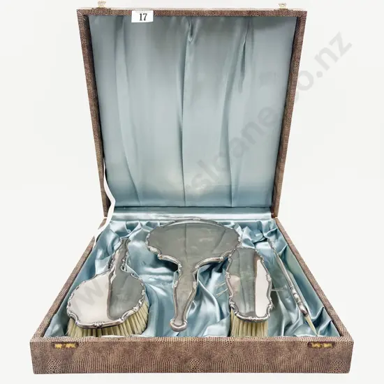 Cased 4pce Sterling Silver Dressing Table Set