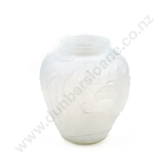 Large Opalescent Relief Moulded Vase (A/F)