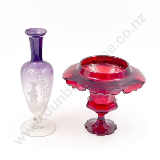 Mary Gregory Vase & Ruby Glass Vase