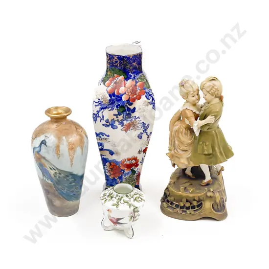 Three Assorted Vases together with China Figure