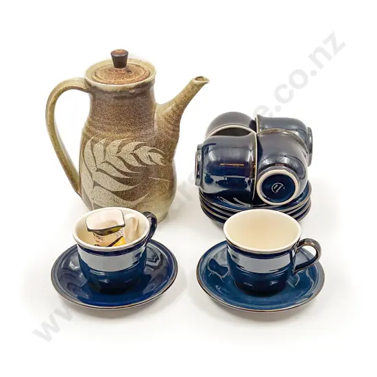 Pottery Coffee Pot with Hornsea Pottery Cups & Saucers etc