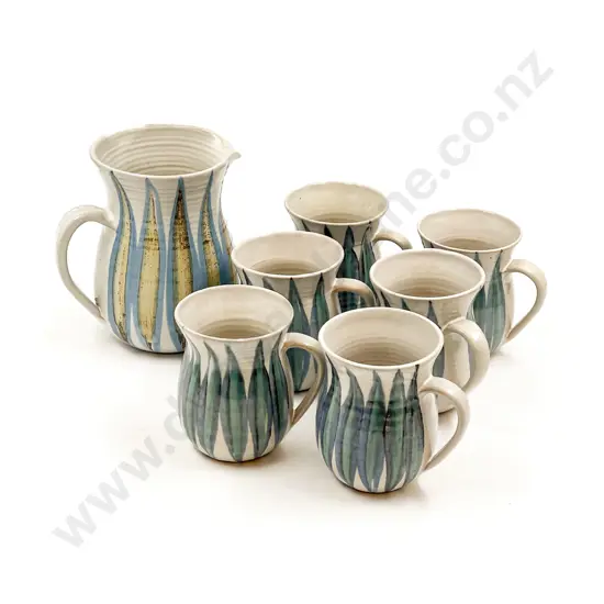 Hanmer Pottery Jug and Six Mugs