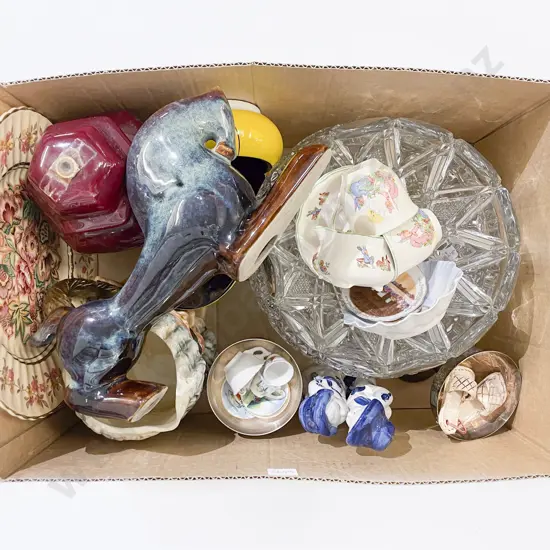 Box of Assorted China & Glassware