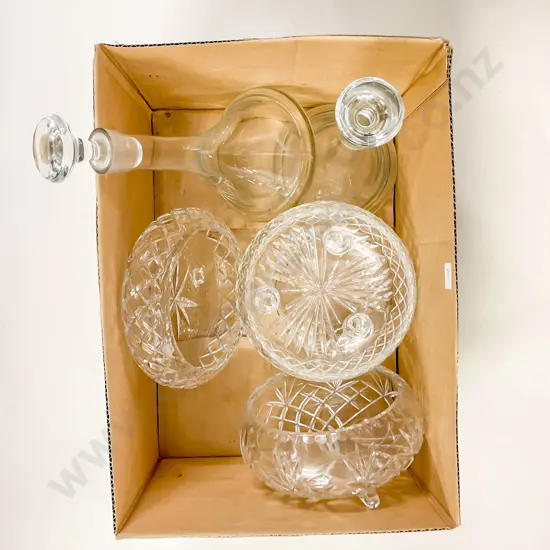Quantity of Assorted Crystal Bowls together with Pair of Glass Decanters