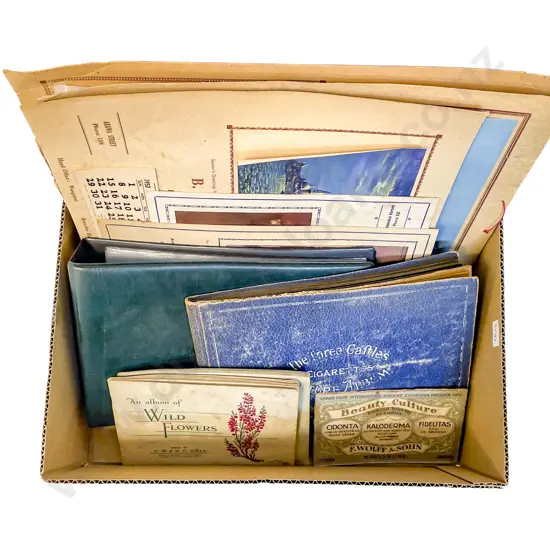 Box Quantity of Assorted Vintage including Cigarette Card Albums
