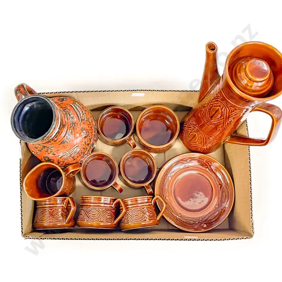 Box of Stoneware Part Coffee Set together with German Vase