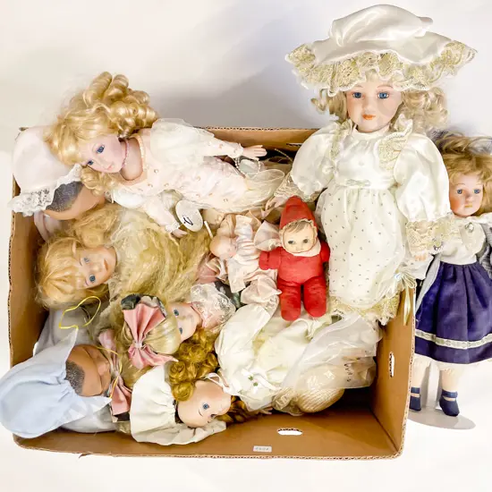 Box of Assorted Vintage Dolls