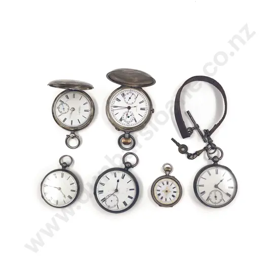 Six S/S Cased Pocket Watches